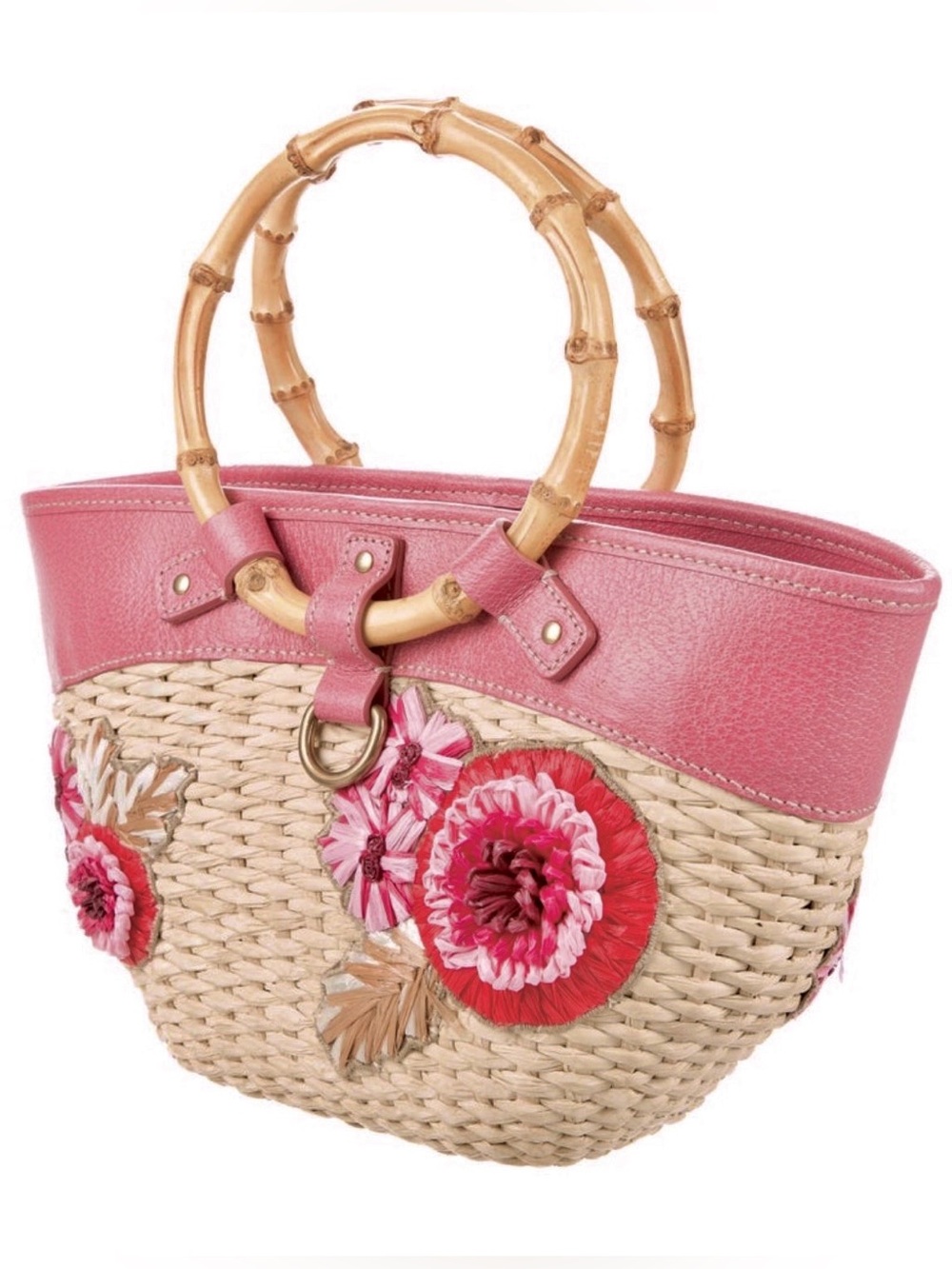 Archival Miu Miu Begonia Basket Bag: Leather & Bamboo Mini Tote
